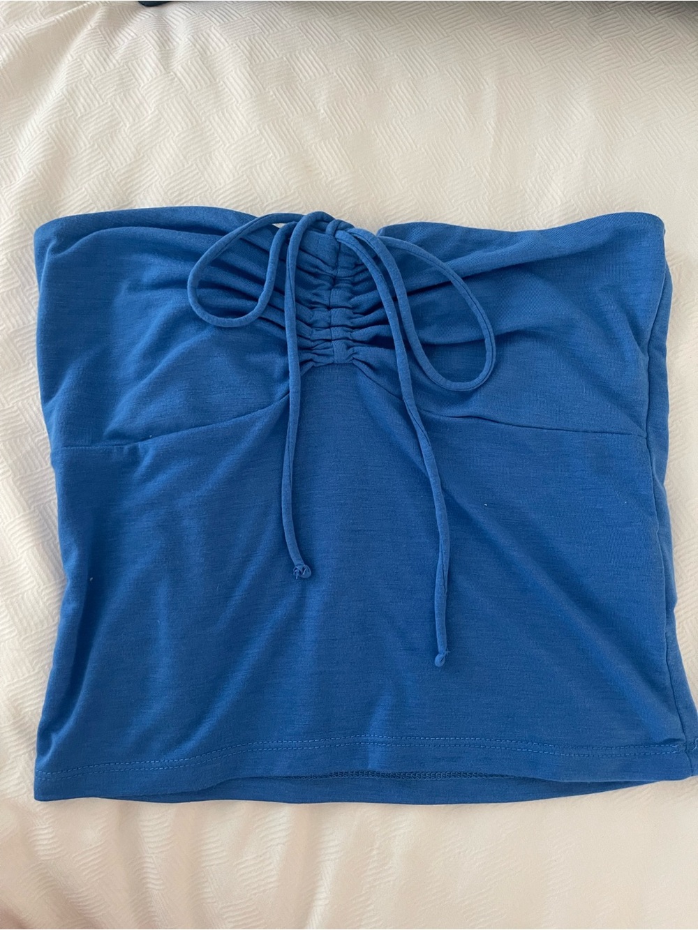 Cotton On Blue Strapless Ruched Tie Front Tube Top